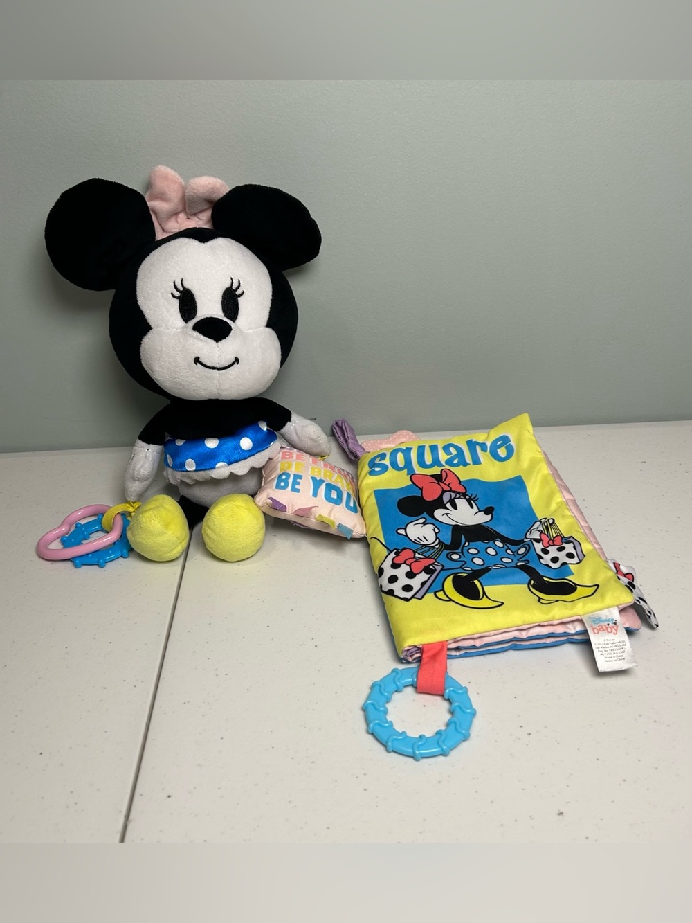 Disney Baby Minnie Mouse Plush & Soft Activity Book Set Sensory Motor Skill Toy